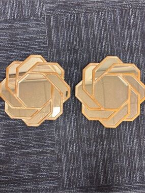 Gold Octagonal Layered Wall Mirror Pair - Decorative Home Accent